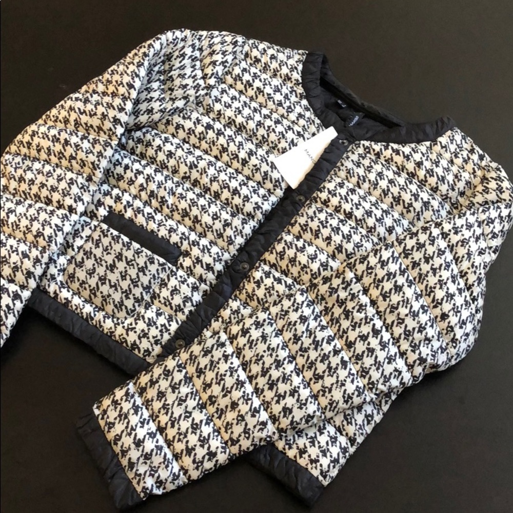 MANGO Houndstooth Puffer Jacket NWT